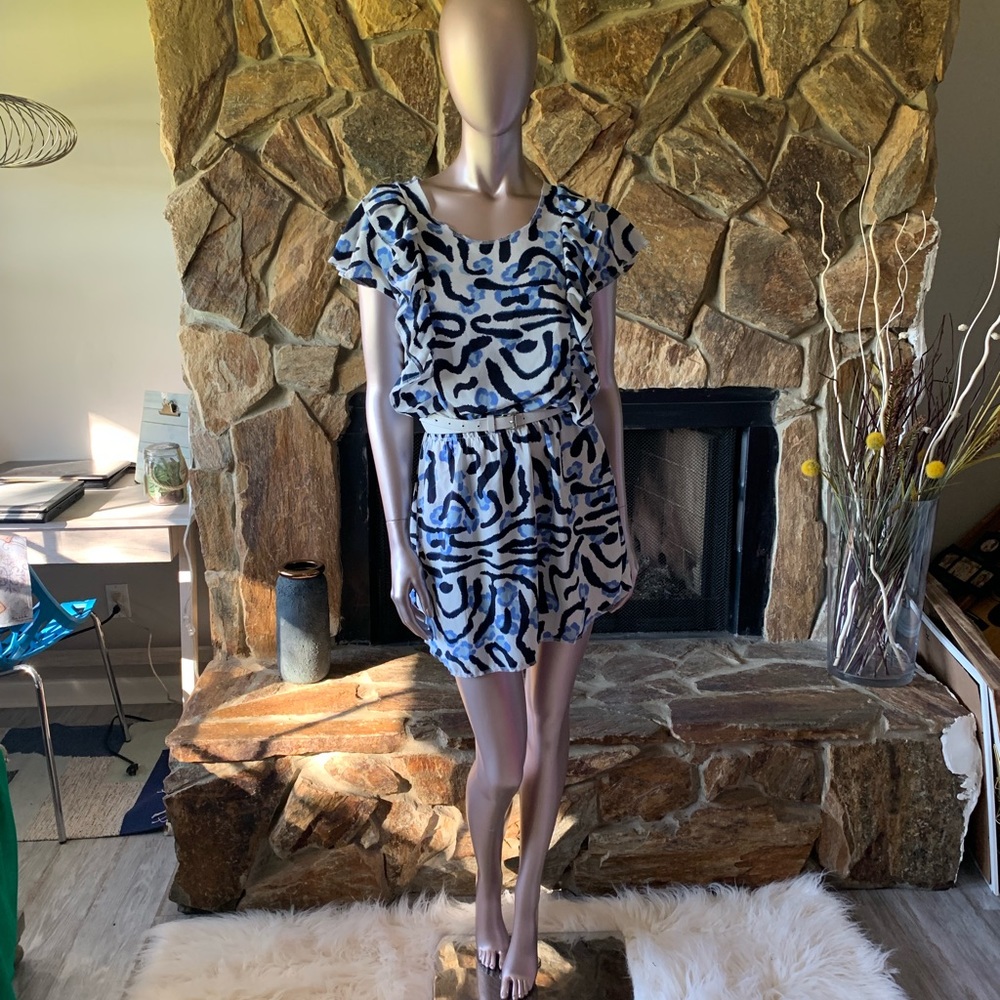 Des Moines blue/white dress